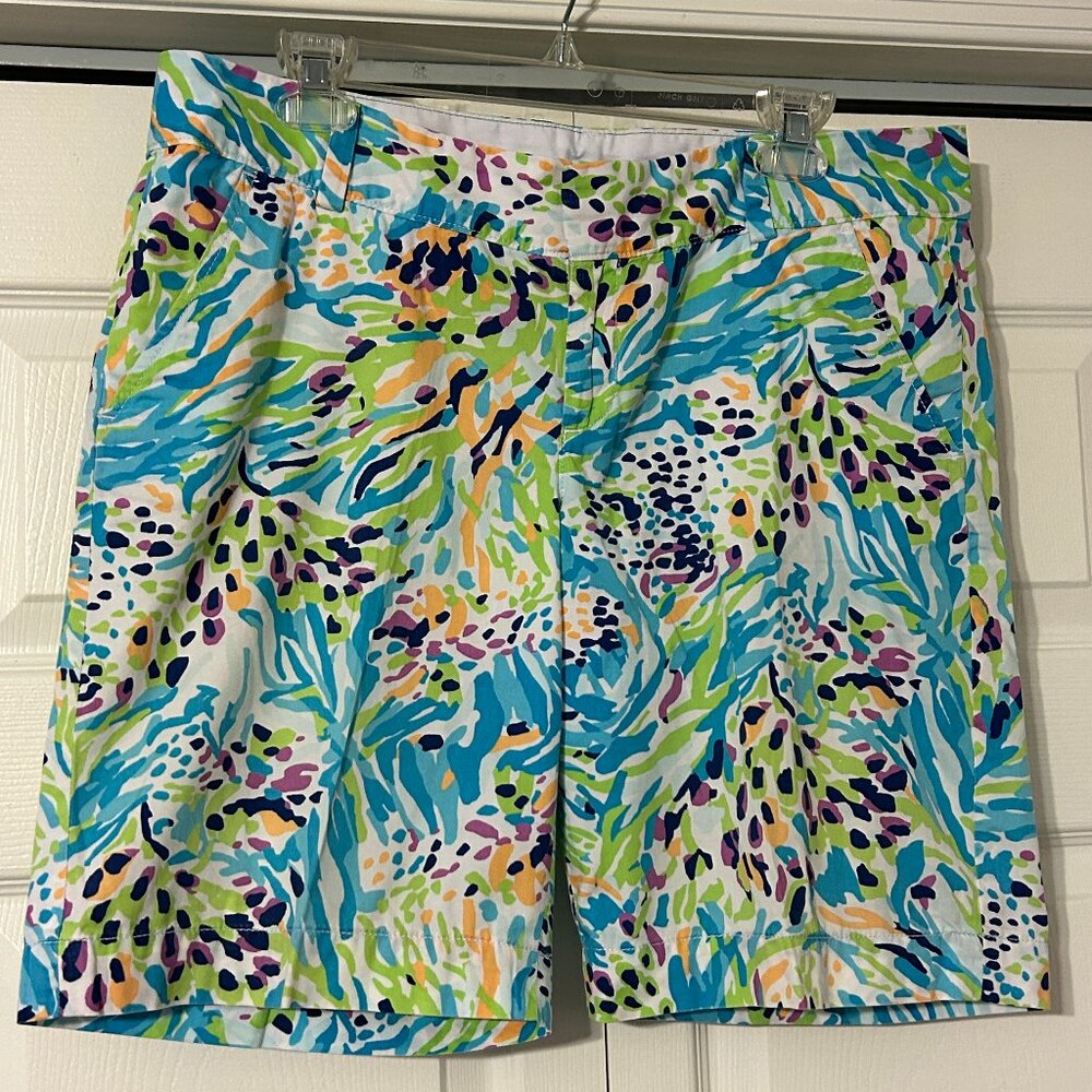 LILLY PULITZER Sz 12 Multi-Color Sea Soiree Print Chipper Bermuda Shorts